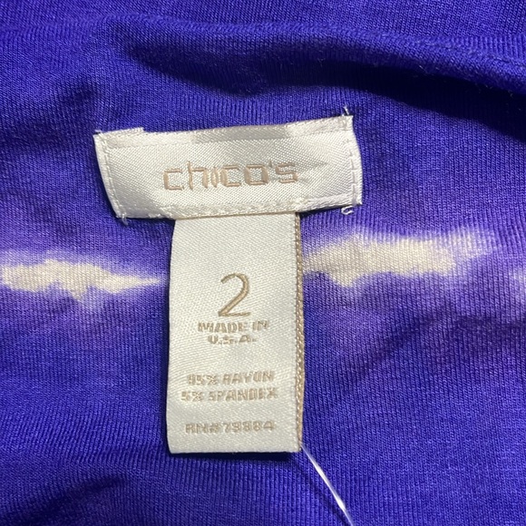 Chico’s Katrina Maxi Dress SzL Elegant Blue Tie-Dye Knotted Ruching Flowy Casual - Picture 7 of 8